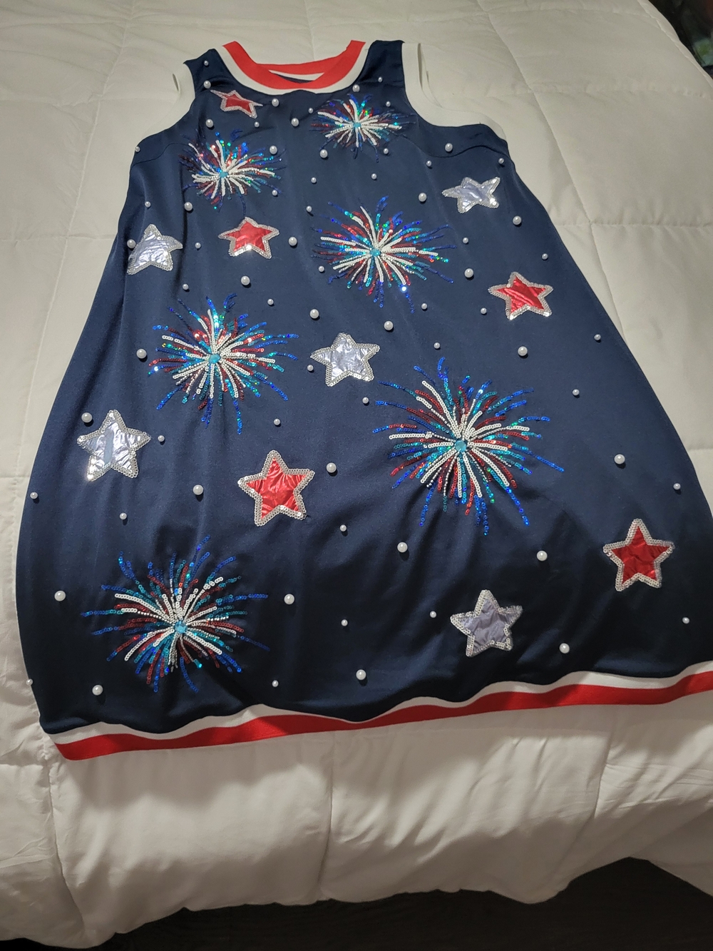 Brianna Cannon Navy Sparkle Fireworks Dress with Stars